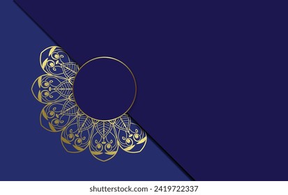 Blue background with golden mandala ornament