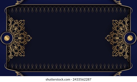 Blue background with golden mandala ornament