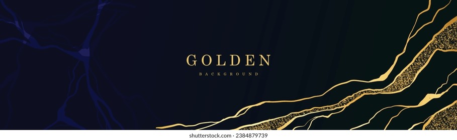 Blue background with golden veins, rough stone texture. Luxurious Design. Modern Vector art Design.