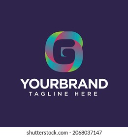 Blue background gradient letter g with logo vector element design