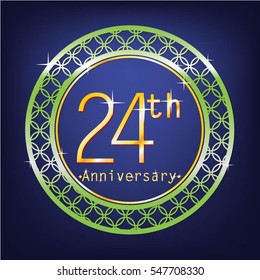 blue background and green circle 24th anniversary