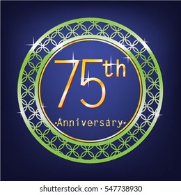 blue background and green circle 75th anniversary