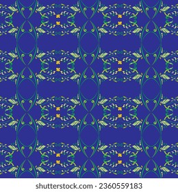 blue background with green flower abstract pattern for fabric and etc