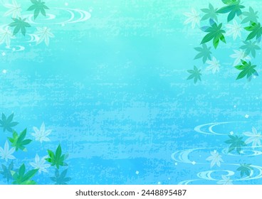 blue background with green leaves