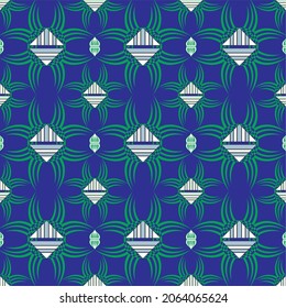 blue background with green repeated abstract shape