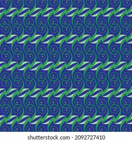 blue background with green repeated abstract pattern