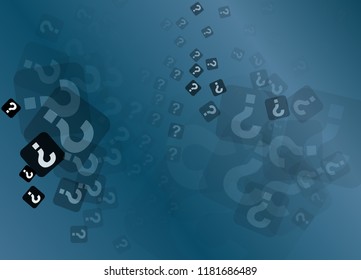 blue background with groups of question marks