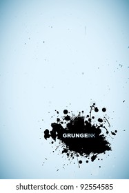 Blue background with grunge ink splat spot