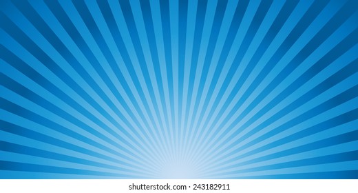 Blue Background : Half Sunburst Vector