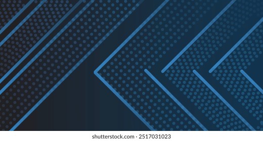 Fondo azul con decoración de medio tono. Cubierta de Vector azul oscuro con rayas rectas. Ilustración abstracta de brillo con líneas de colores. vector