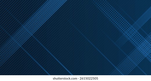 Blue background with halftone decoration. Dark blue vector cover with stright stripes. Glitter abstract illustration with colored lines sticks. Suit for banner, presentation design, flyer, and poster