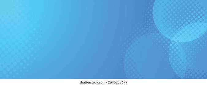 Blue background with halftone gradient style, featuring circular patterns. The background is smooth with a blue color, adding a modern touch. Minimal halftone vector gradient background