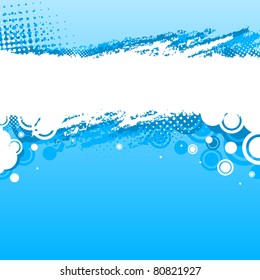 Blue background with halftones and circles