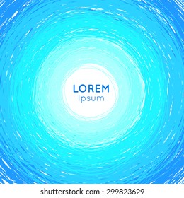 Blue background with hand-drawn circle. Elements for design. Vector illustration.