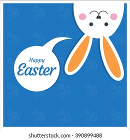 Blue background Happy easter hanging bunny background