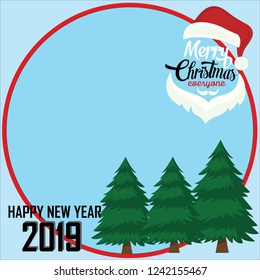 blue background Happy New Year and Merry Christmas