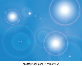 Blue background has a bright spreading circular bokeh graphic.
