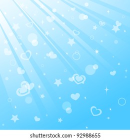 Blue background with hearts and circles