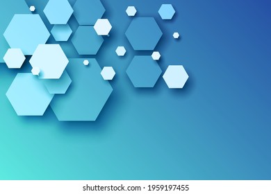 blue background with hexagons  clear for a business presentation.