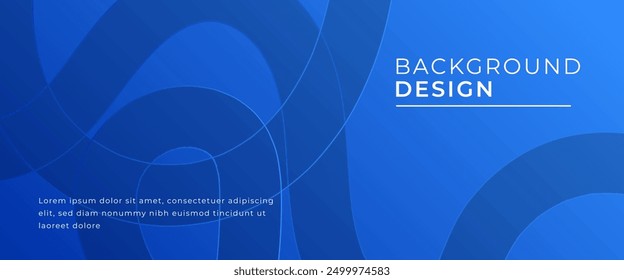 Blue background horizontal banner with abstract wavy bold outline