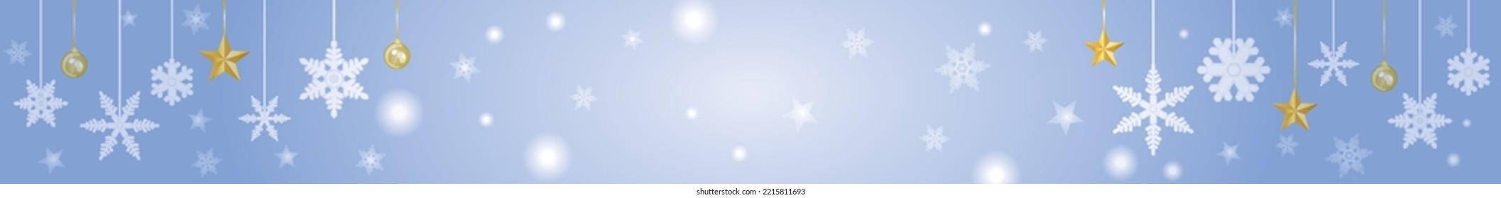 Blue background illustration of star and snowy crystal of Christmas.