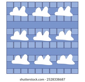 blue background with illustration of white clouds