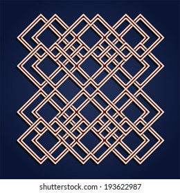 Blue background, interlaced ornament.