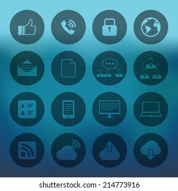 Blue background with Internet icons set