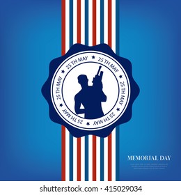 Blue background with an isolated banner and a silhouette of a soldier