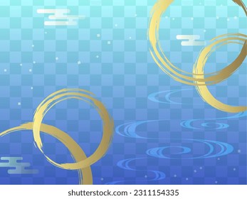 blue background with Japanese pattern
