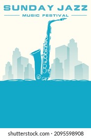 Blue background. Jazz music festival concept