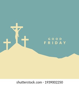 Blue background with Jesus on cross for good friday.