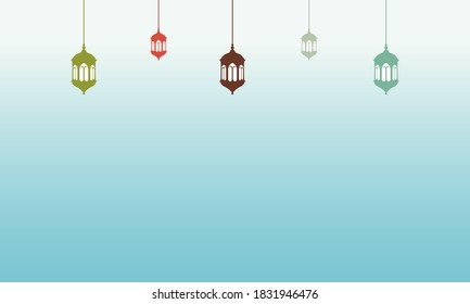 Blue Background With Lamp. Suitable For ramadan Background And Another Islamic Background