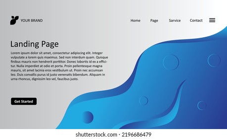 blue background landing page website