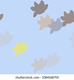 blue background, leaves multicolored, large prints, suitable for children's camp, clothes for boys and nature supporters