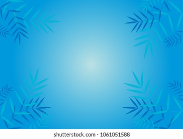 Blue background and leaves.Vector illustration
