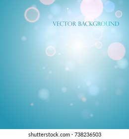 blue background with light spots, bokeh, light effect, vector illustration