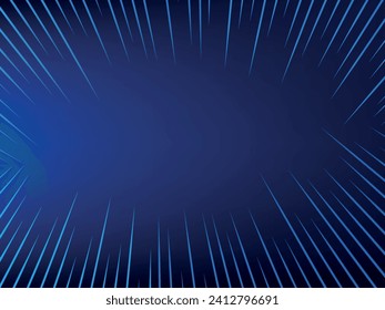 blue background with line art rays effect template banner background, abstract blue light rays background with space for text