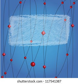 blue background with lines and balls