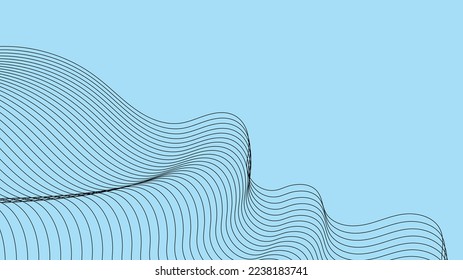 líneas de fondo azules ondean el diseño de banda abstracta. fondo abstracto azul para banner amplio con textura moderna de material de patrón. tecnología futurista abstracta 