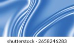 blue background with liquid ripples effect. Realistic vector illustration of blue satin cloth texture with waves and folds. 