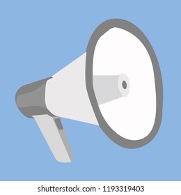 blue background, loudspeaker