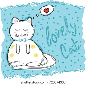 Blue background lovely kitty design