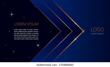 Blue background. Luxury background. Abstract background. Elegant background. texture designs. Blue angle arrow overlap vector on space for text and message artwork design. Golden triangle. 