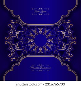 Fondo azul con adorno de mandala
