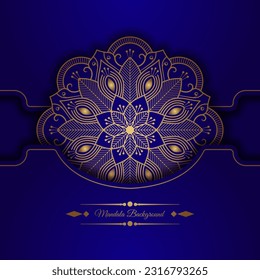 Fondo azul con adorno de mandala
