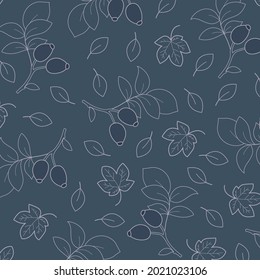 Blue background with many autumn foliage - Vector illustration