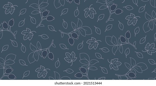 Blue background with many autumn foliage - Vector illustration