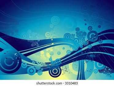 blue background with many different  circles, vector illustration