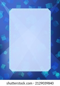 Blue background with many floating cubes, cyber translucent text frame,3:4 ratio size